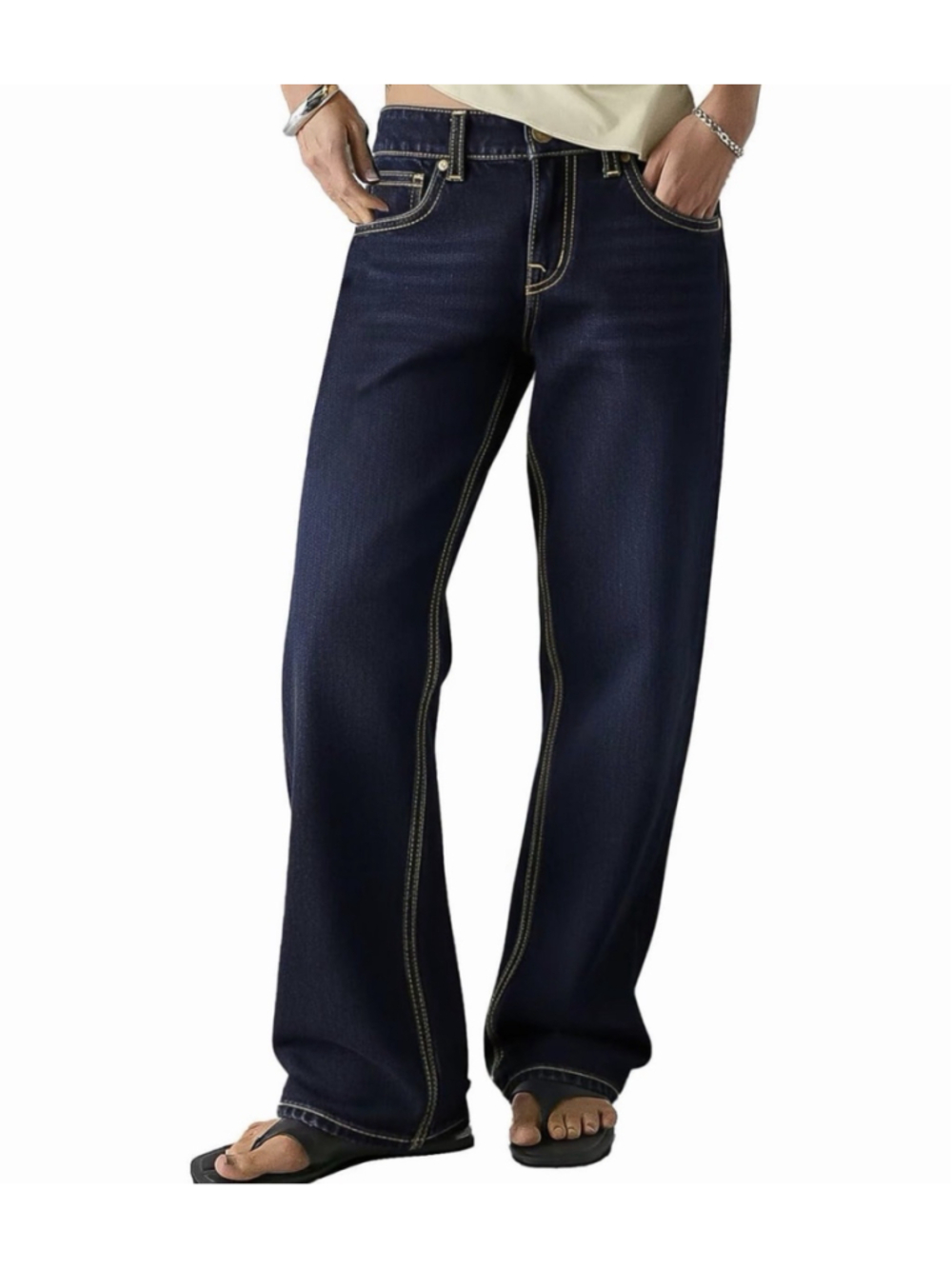 Flamingals Mid Rise Straight Leg Jeans for Women 3XL